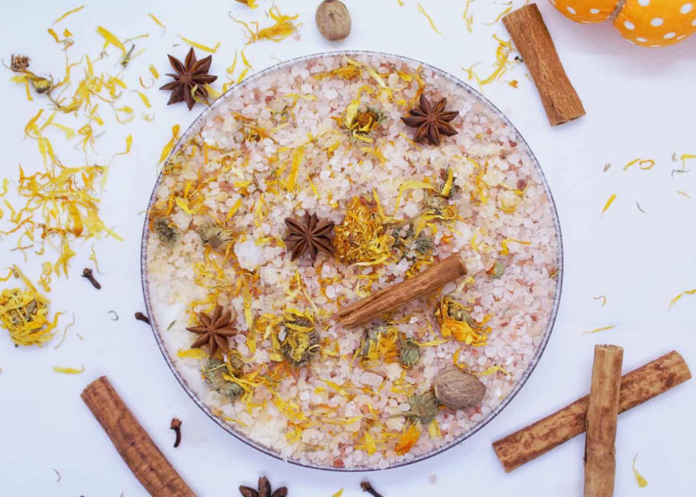 DIY pumpkin spice bath salts with essential oils